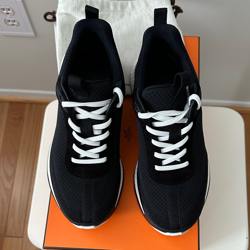 Hermes Heros Maille Technique Black Women's Sneakers